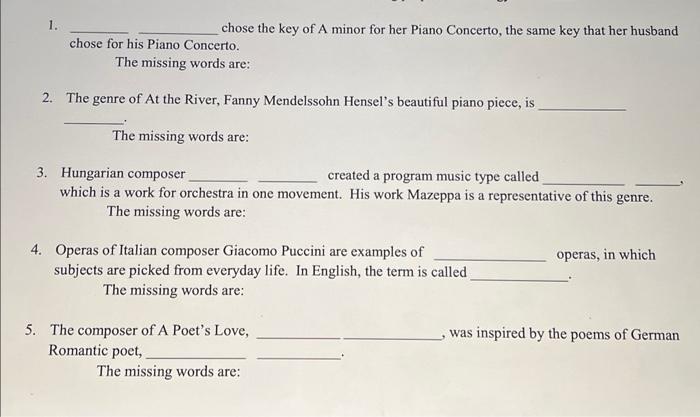 1. chose the key of A minor for her Piano