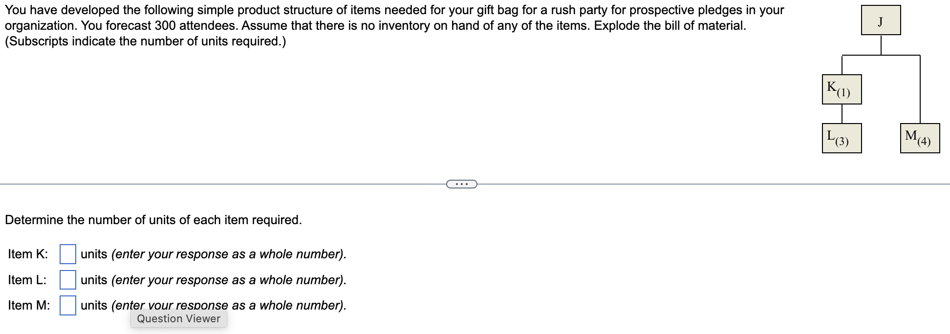 You have developed the following simple product