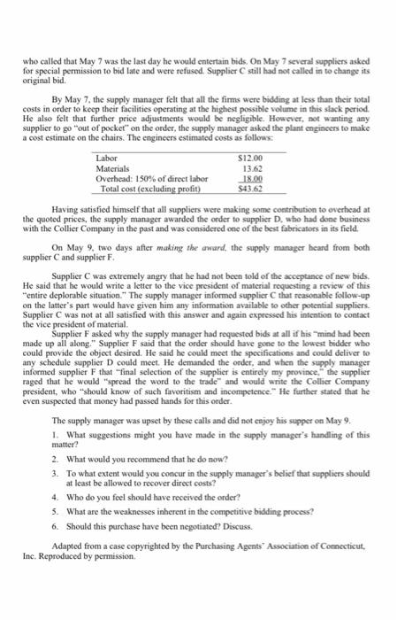 Please answer questions after reading the case.