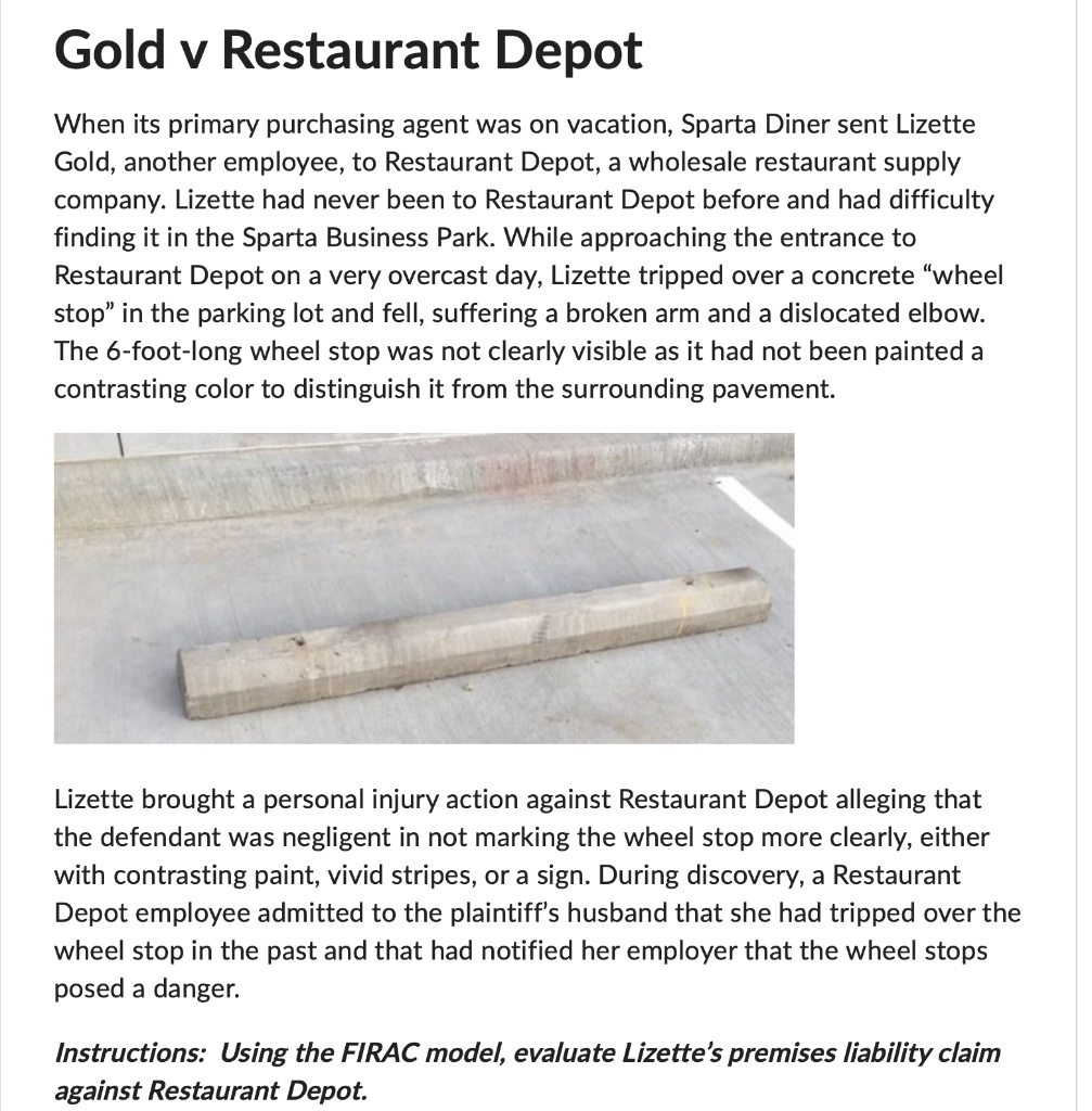 Gold v Restaurant Depot When its primary