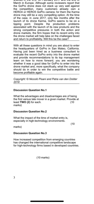 Case Study (30 marks) GoPro, Inc. Will Entry into