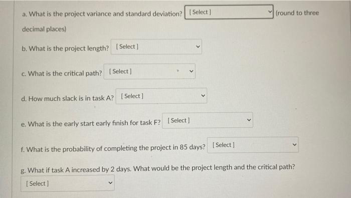Question 11 1 pts Given the following task time
