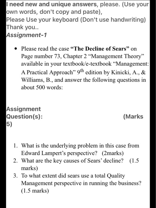 I need new and unique answers, please. (Use your