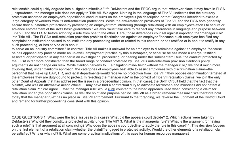 *BASED OFF THE CASE ABOVE* CASE QUESTIONS 1. What