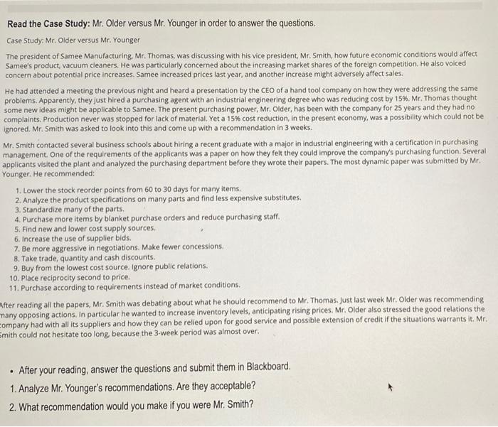 Read the Case Study: Mr. Older versus Mr. Younger