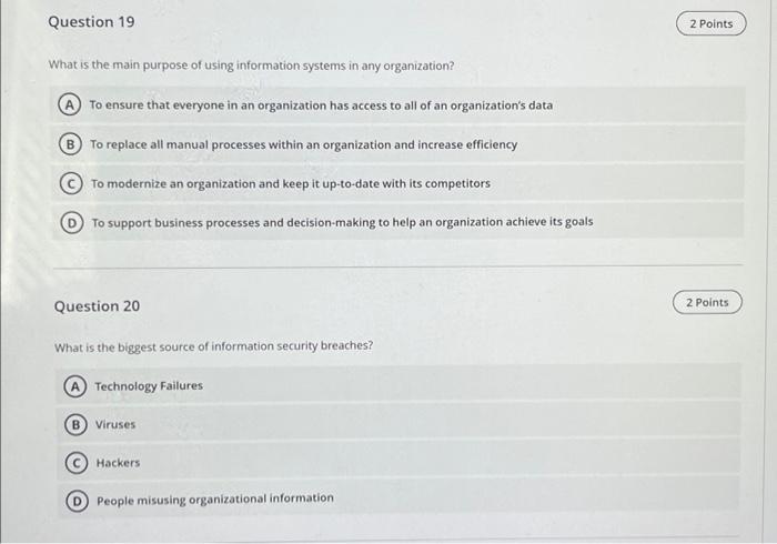 Question 13 2 Points Information Security plans