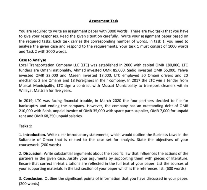 Assessment Task You are required to write an