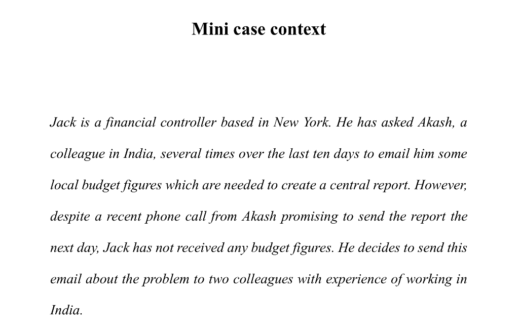 Read through the mini case study and the emails,