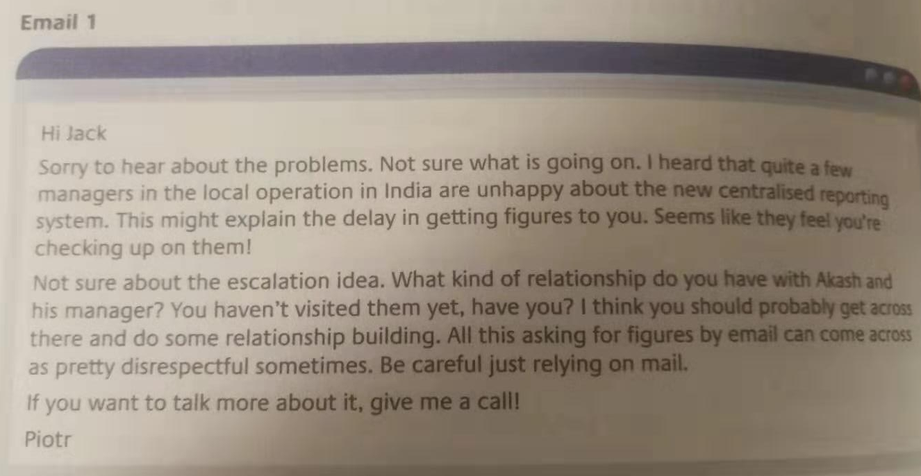 Read through the mini case study and the emails,