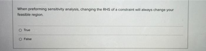 When preforming sensitivity analysis, changing