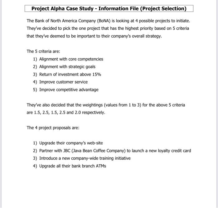 choose one project and explain Project Alpha Case