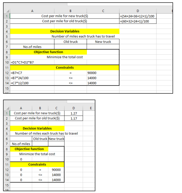 Create spreadsheets and use Solver to determine