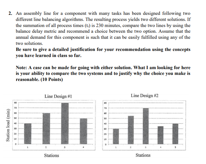 2. An assembly line for a component with many