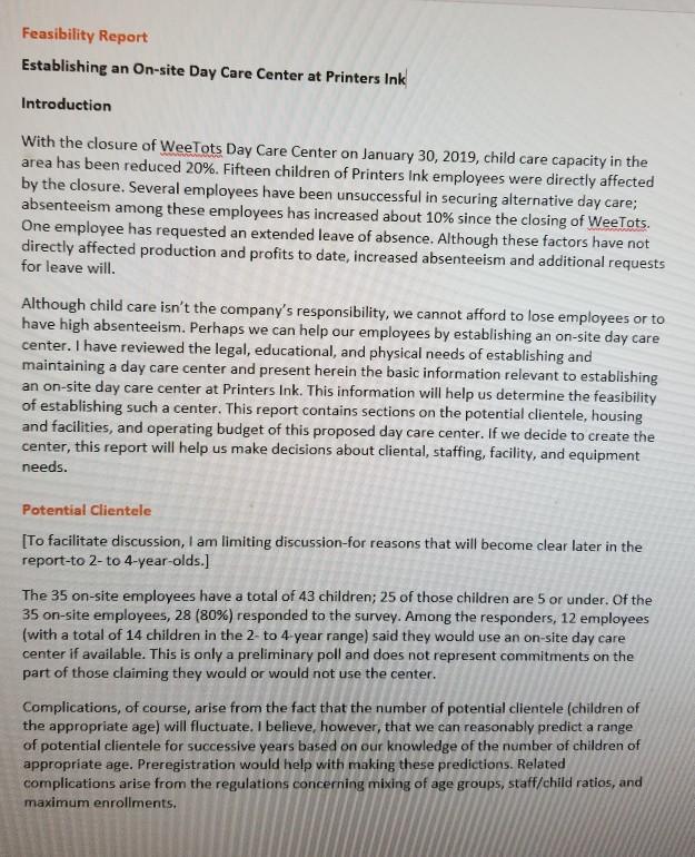 Write an executive summary for this report that