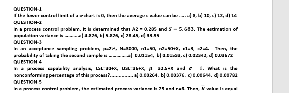 QUESTION-1 If the lower control limit of a