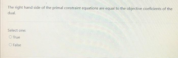 The right hand side of the primal constraint