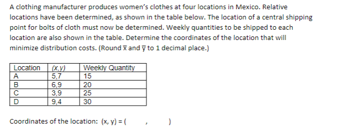 Please show all work, thank you! A clothing