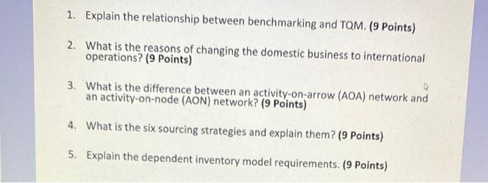 1. Explain the relationship between benchmarking
