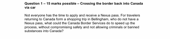 Question 1 - 15 marks possible - Crossing the