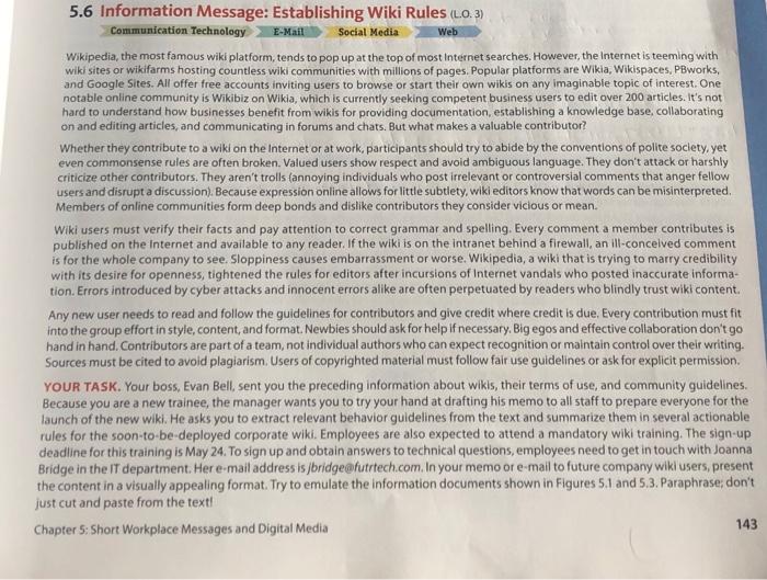 Web 5.6 Information Message: Establishing Wiki