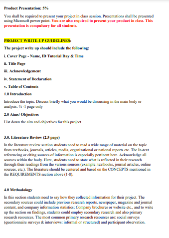 PROJECT QUESTION You are required to develop a