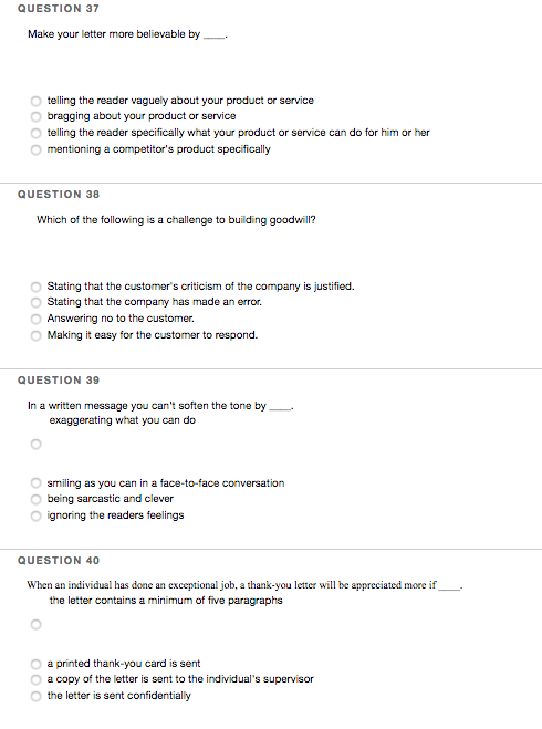 QUESTION 37 Make your letter more believable by