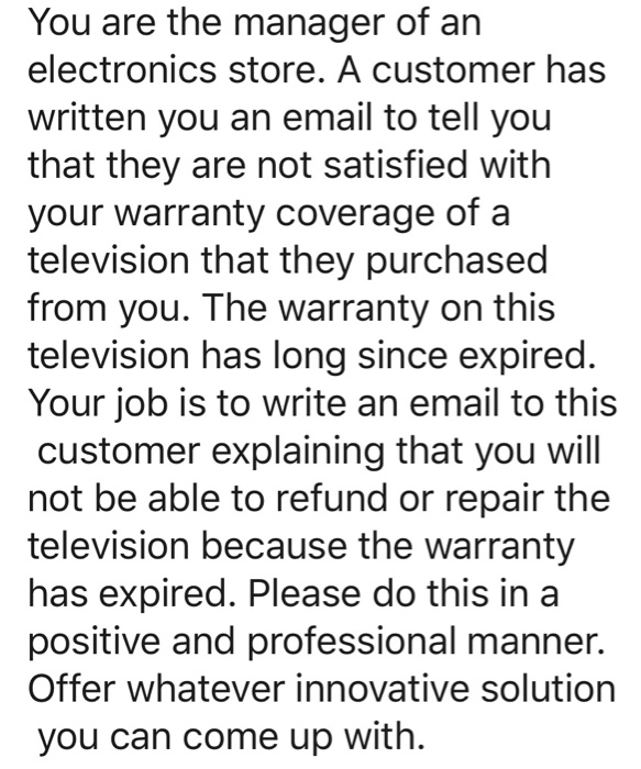 You are the manager of an electronics store. A