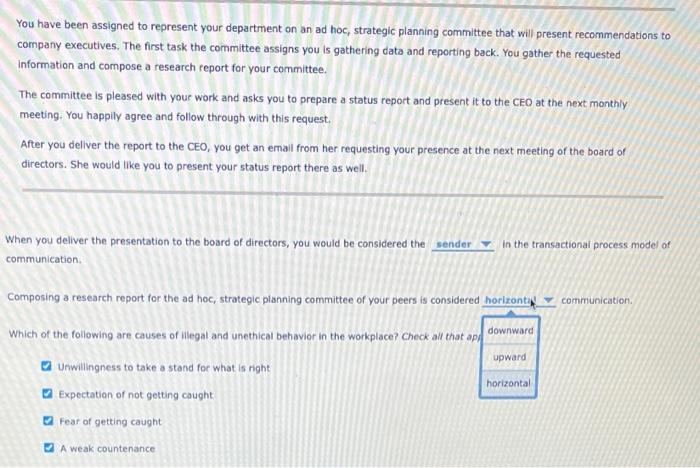 You have been assigned to represent your