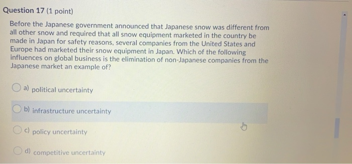 4 Question 17 (1 point) Before the Japanese