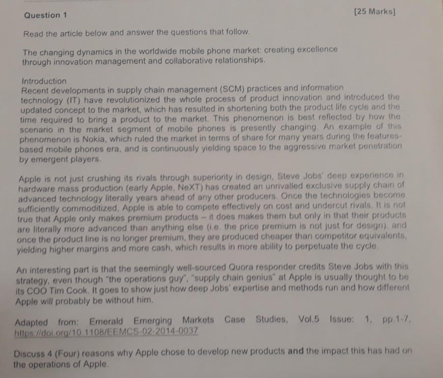 The question is complete. The Article needs to be