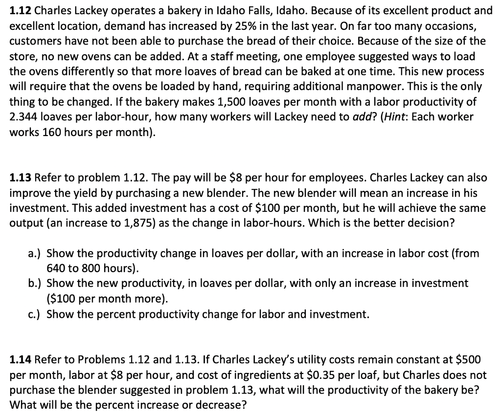 I only need help with problem 1.14. Thanks! 1.12