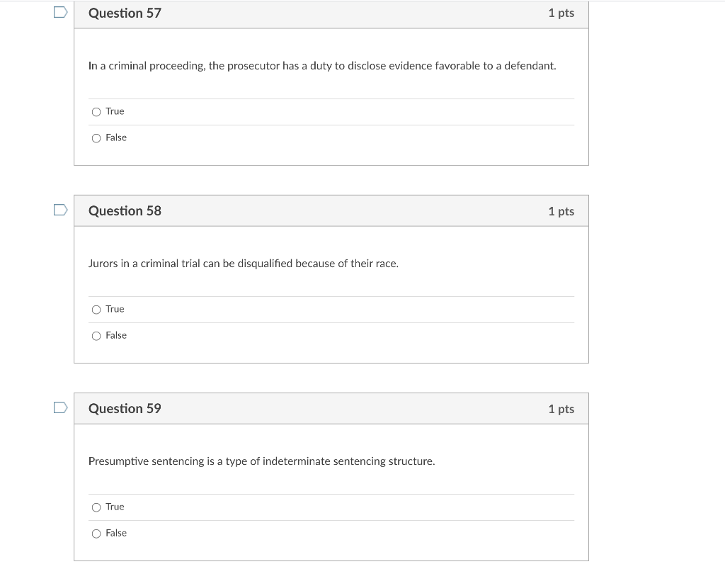 Question 57 1 pts In a criminal proceeding, the