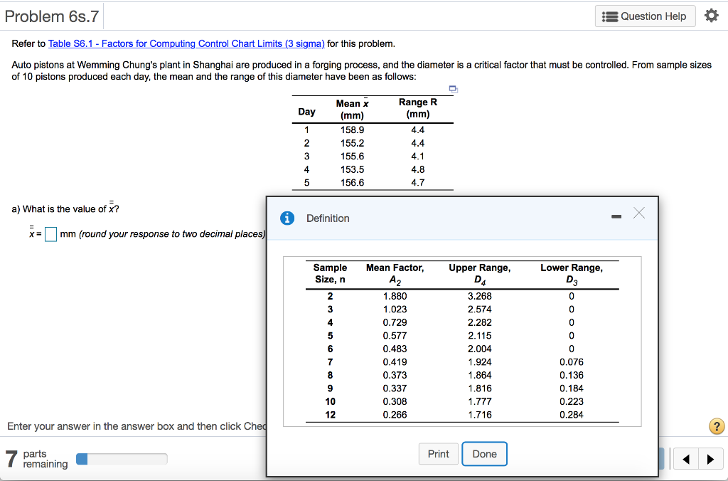 Problem 6s.7 s Question Help Refer to Table 56.1