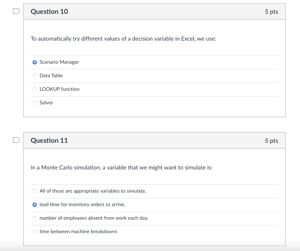 Question 10 5 pts To automatically try different