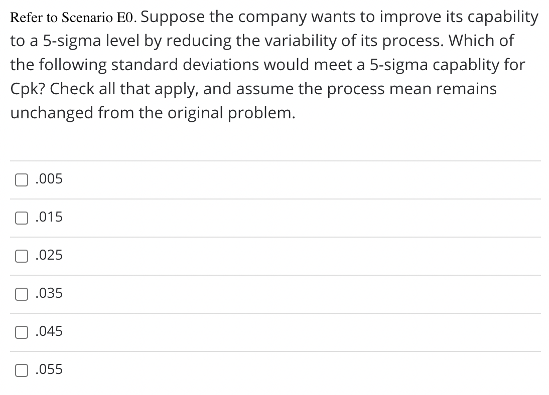 Please check all that apply. Scenario EO. A