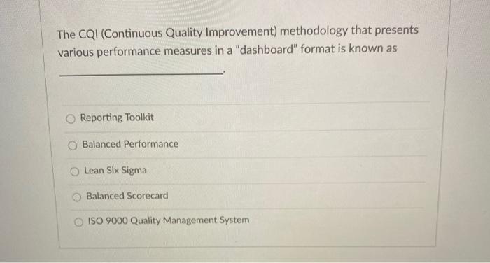 The CQI (Continuous Quality Improvement)