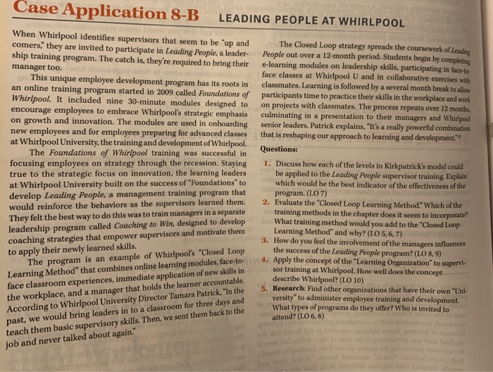 Case Application 8-B LEADING PEOPLE AT WHIRLPOOL