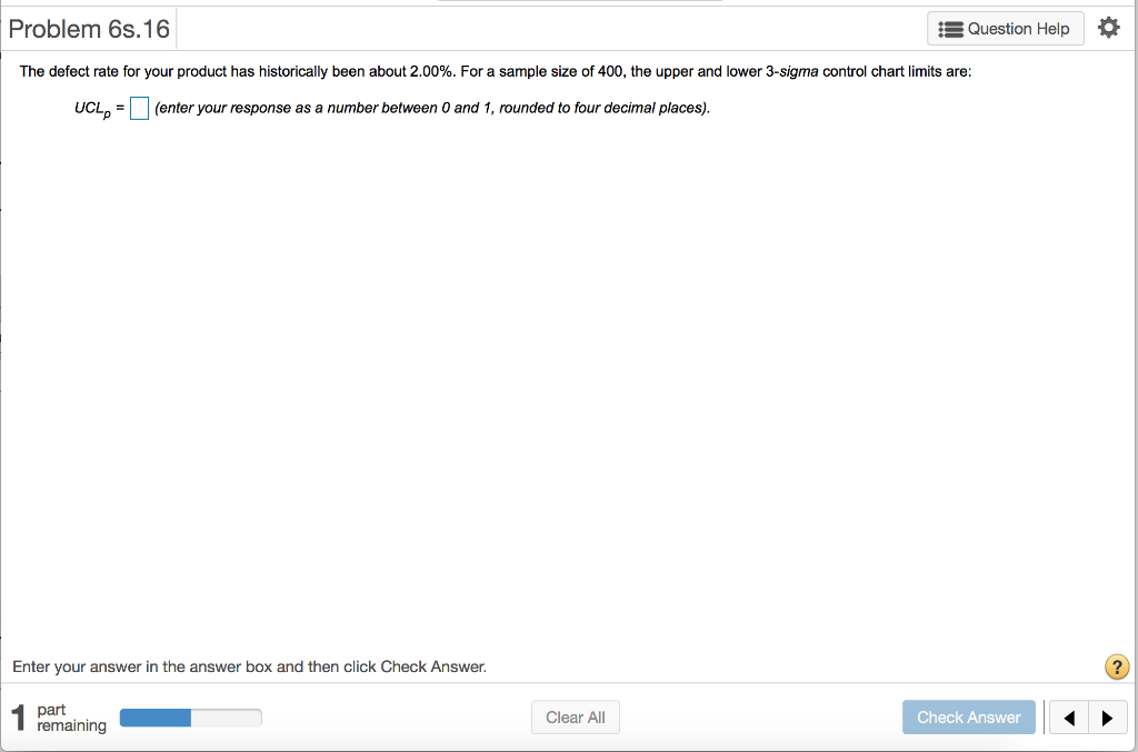 Problem 6s. 16 :s Question Help The defect rate