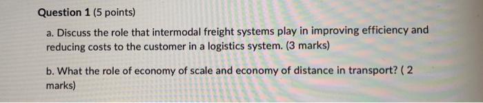 Question 1 (5 points). a. Discuss the role that