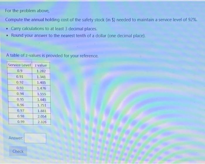 unsure on order cost. this was all the info i was