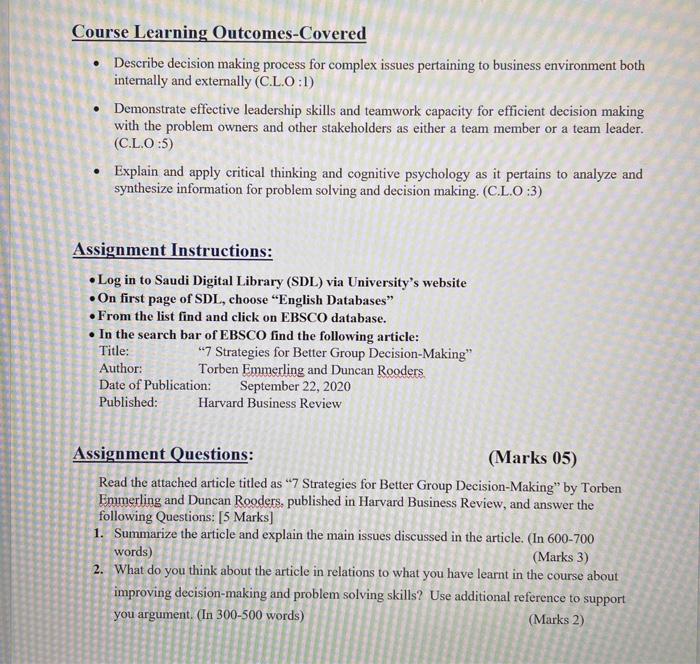 Course Learning Outcomes-Covered Describe