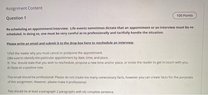 Assignment Content 100 Points Question 1