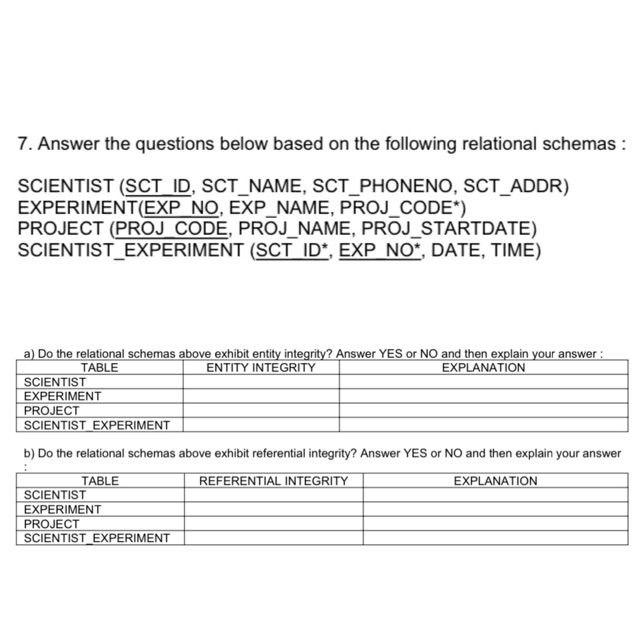 7. Answer the questions below based on the