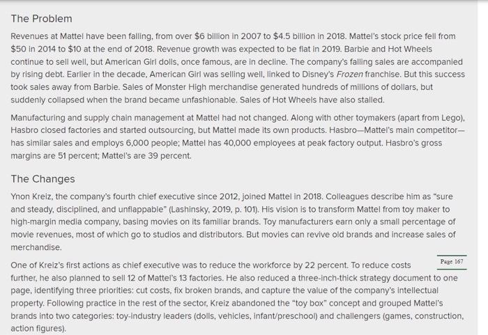 Which of the changes at Mattel are emergent, and