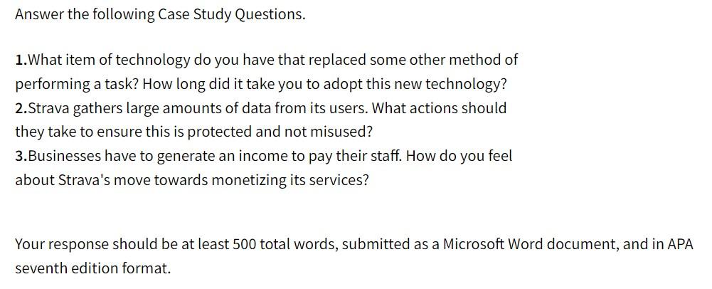 Answer the following Case Study Questions. 1.What