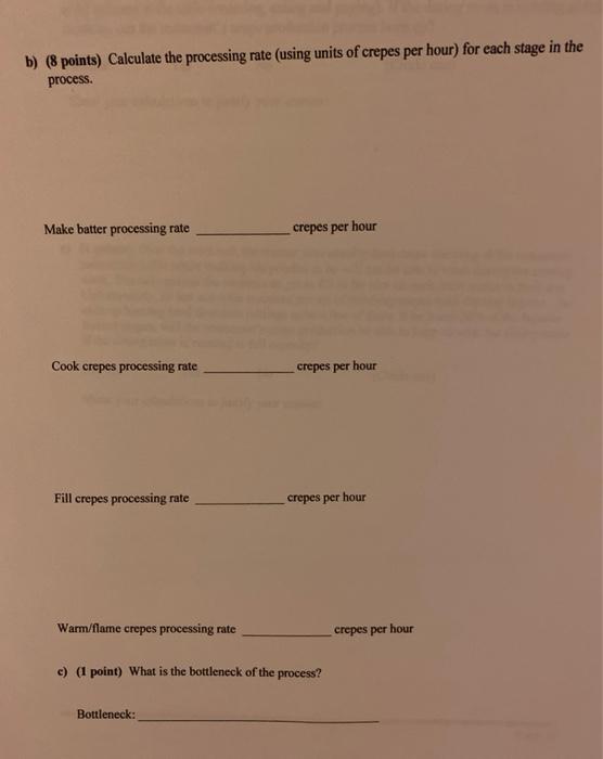 6. Domestic House of Crepes (17 points total) The