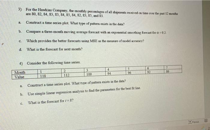 3) For the Hawkins Company, the monthly