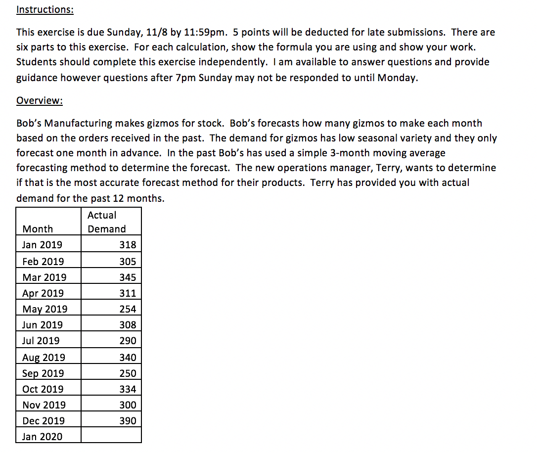 Instructions: This exercise is due Sunday, 11/8