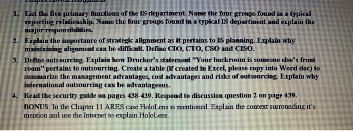 LALA LALLILLL 1. List the five primary functions