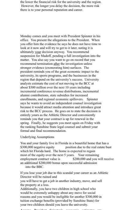 You are Poncho Pilot the Athletic Director for